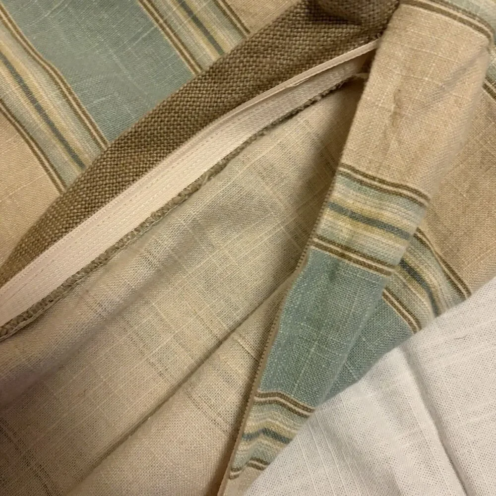 Multicolored Striped Cotton Pillow Cover Size 24x24 Farmhouse Jute Trim
